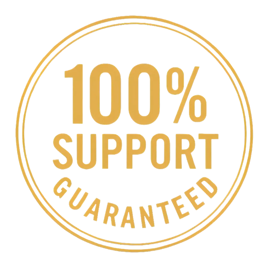 100% support guaranteed badge
